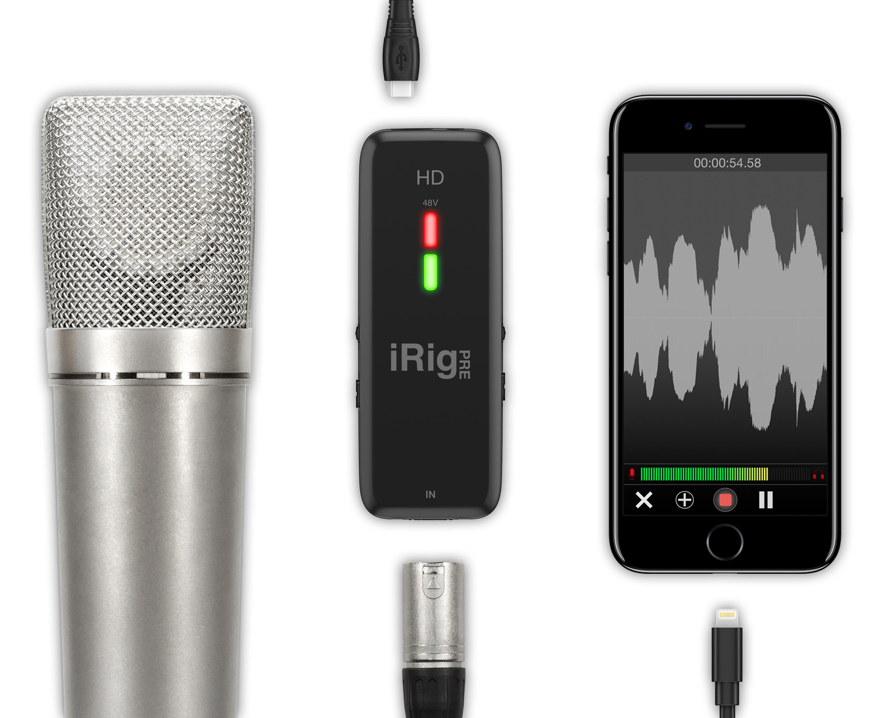 IK Multimedia - Interfaz de Audio para Micrófono XLR iRig Pre HD para iOS y Android Mod.IP-IRIG-PREHD-IN_16