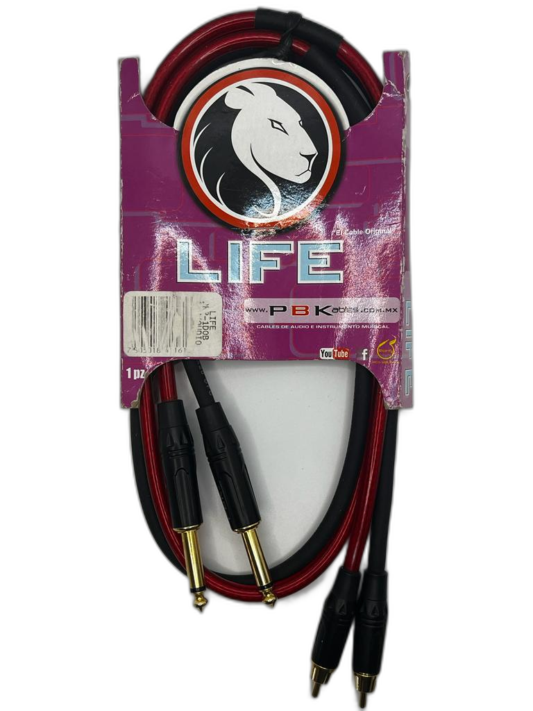 PBK - Cable de Audio Life 2 RCA a 2 Plug 1/4 Mono Mod.2RP-_DOB