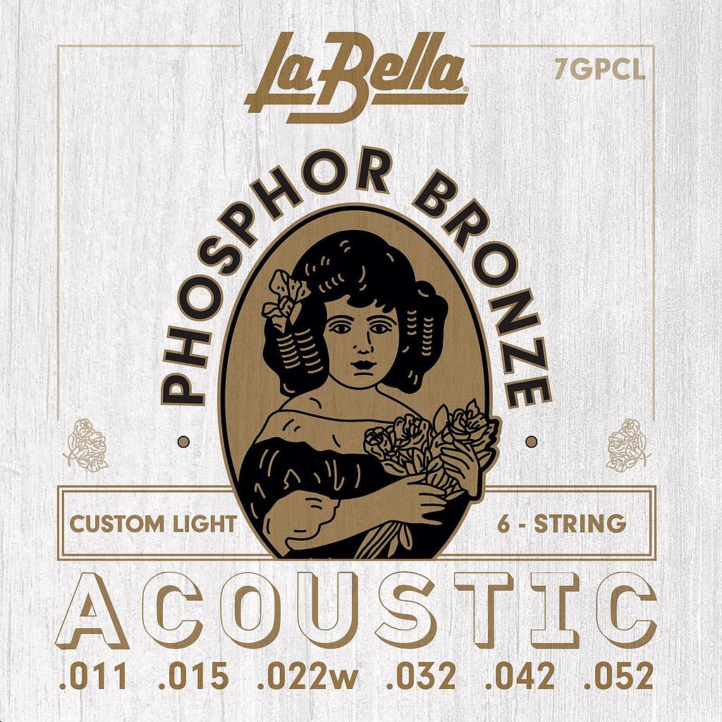 La Bella - Encordado Phospor Custom Light para Guitarra Acúsica Mod.7GPCL