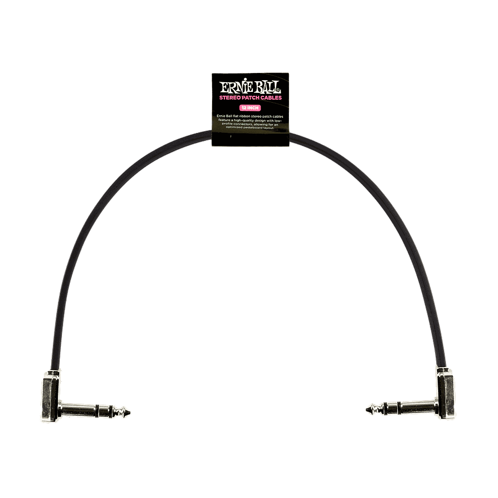 Ernie Ball - Cable de Audio Angulado/Angulado Estéreo, Tamaño: 0.3048 Mts., Coilor: Negro Mod.6409