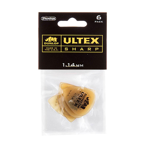 Dunlop - 6 Plumillas Ultex Sharp, Calibre: 1.14 mm Mod.433P1.14_22