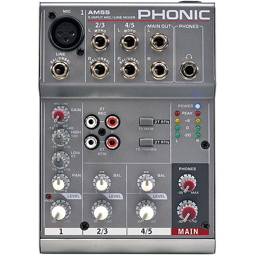 Phonic - Mezcladora Análoga Compacta, Serie AM Mod.AM-55_81