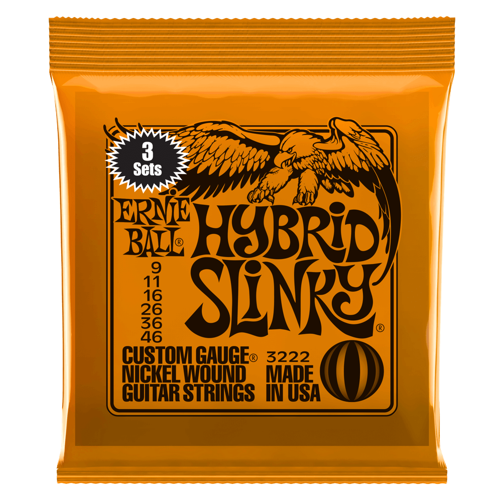 Ernie Ball - 3 Encordados Hybrid Slinky Para Guitarra Eléctrica, Niquel 0.009-0.046 Mod.3222_5