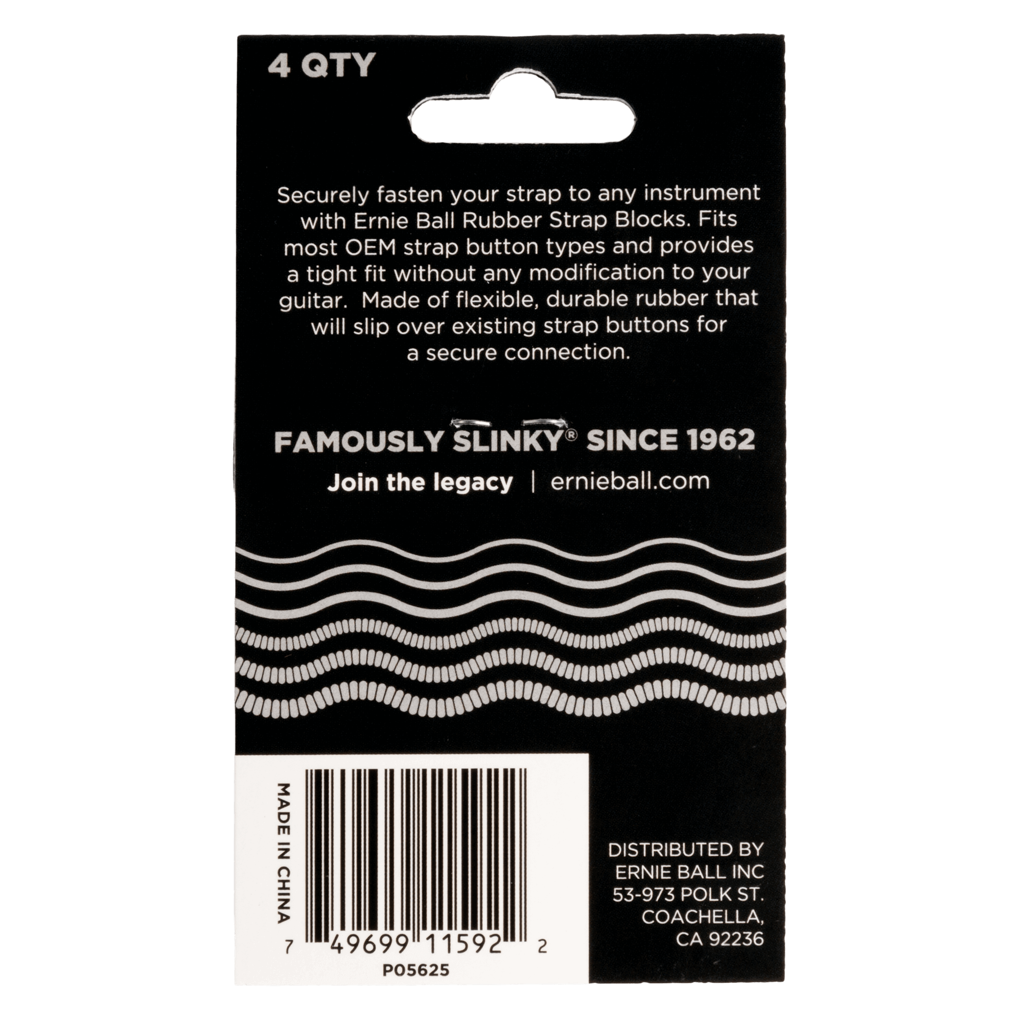 Ernie Ball - 4 Seguros de Plástico para Tahali, Color: Gris Mod.5625_12