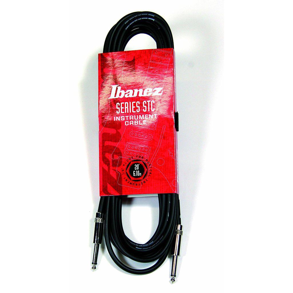 Ibañez - Cable para Instrumento STC 6.10 m. Liso, Color Negro Mod.STC20