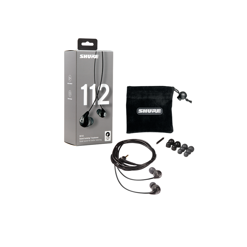 Shure - Audífonos In-Ears, Aislantes de Sonido, Color: Gris Mod.SE112-GR