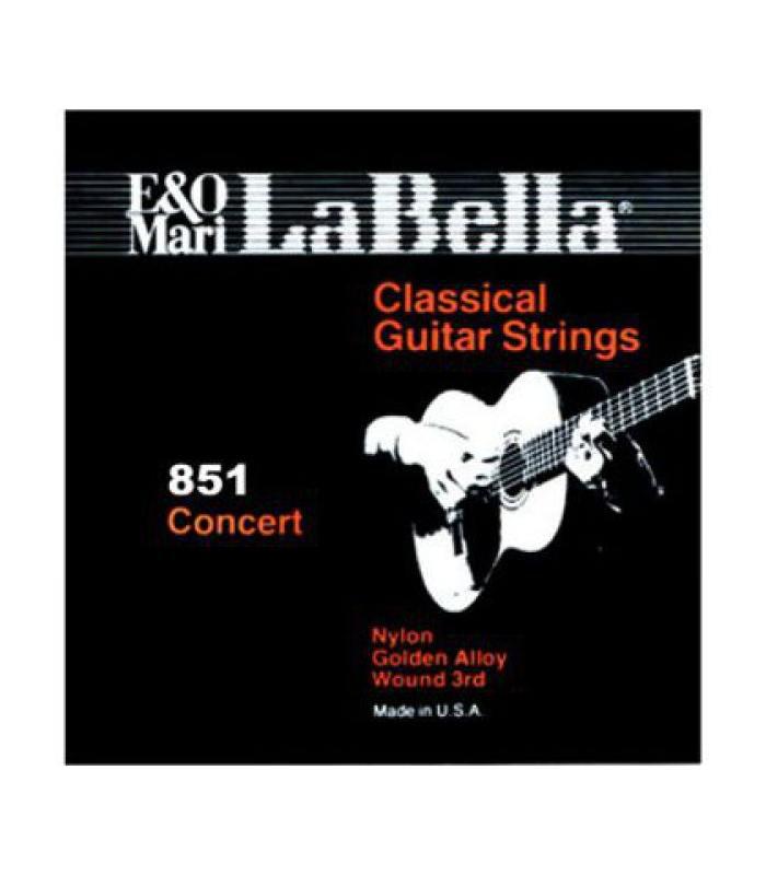La Bella - Cuerda para Guitarra Clásica Concert 1A, 12 Piezas Nylon Color: Oro Mod.851