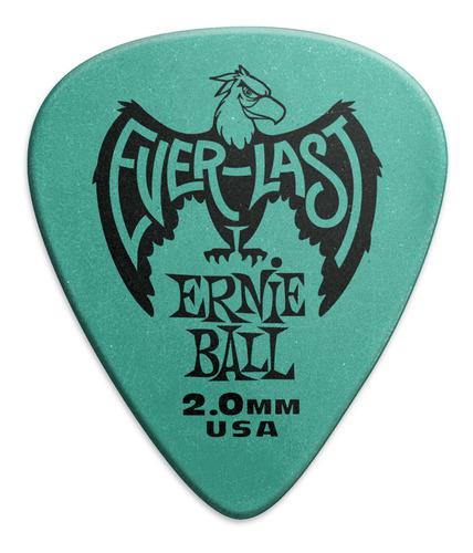 Ernie Ball - Plumillas Everlast 2.00, verde agua, 12 Piezas Mod.9196