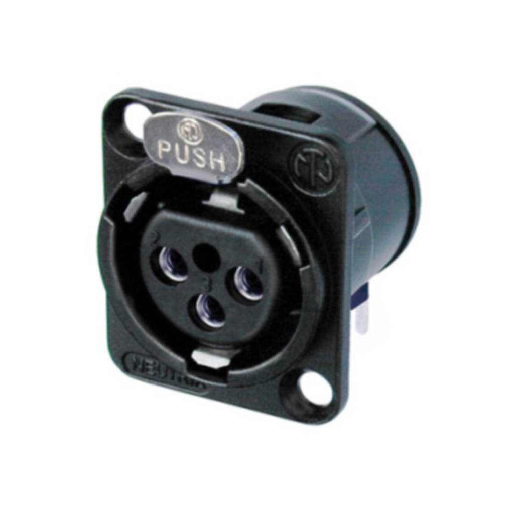Neutrik - Conector XLR Hembra 3 Polos Serie D Montaje PCB Horizontal Mod.NC3FD-H-BAG