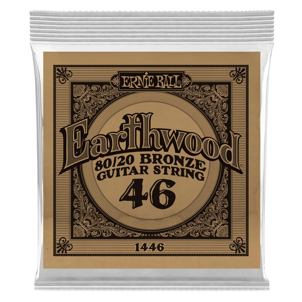 Ernie Ball - Cuerdas Earthwood para Guitarra Acústica, 6 Piezas Bronce .046 Mod.1446