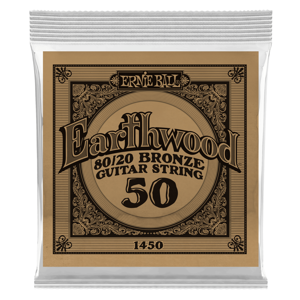 Ernie Ball - Cuerdas Earthwood para Guitarra Acústica, 6 Piezas Bronce .050 Mod.1450