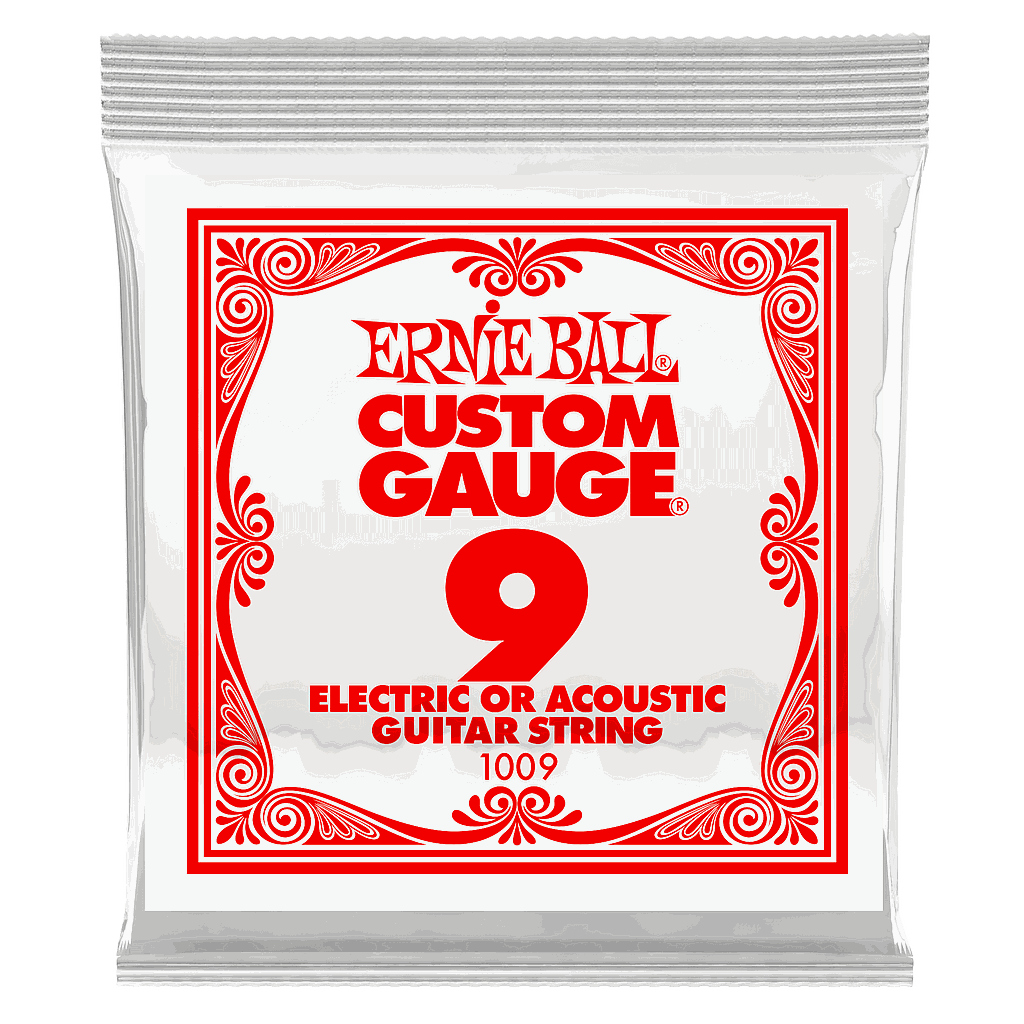 Ernie Ball - Cuerdas Custom para Guitarra Eléctrica, 6 Piezas Acero .009 Mod.1009
