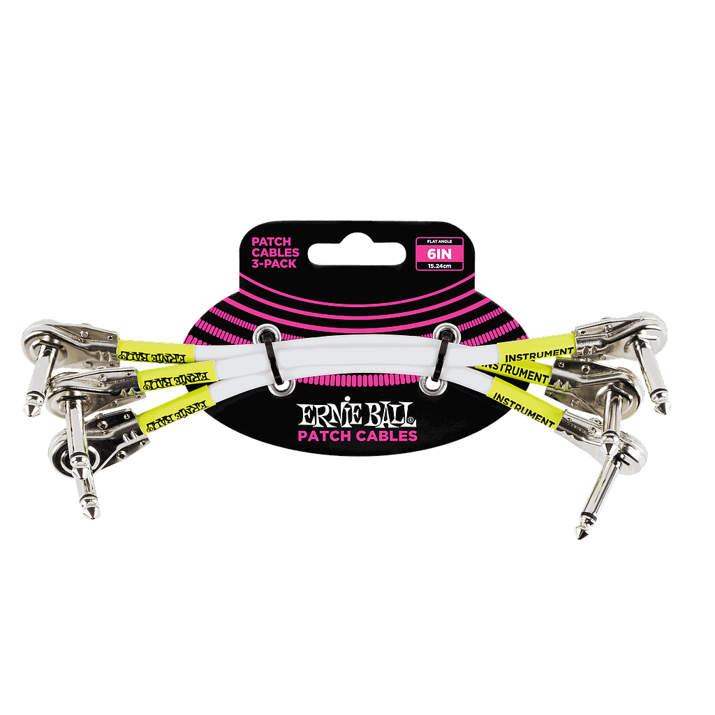 Ernie Ball - 3 Cables en L de 0.15 mts., Color: Blanco Angulado/Angulado Mod.6052
