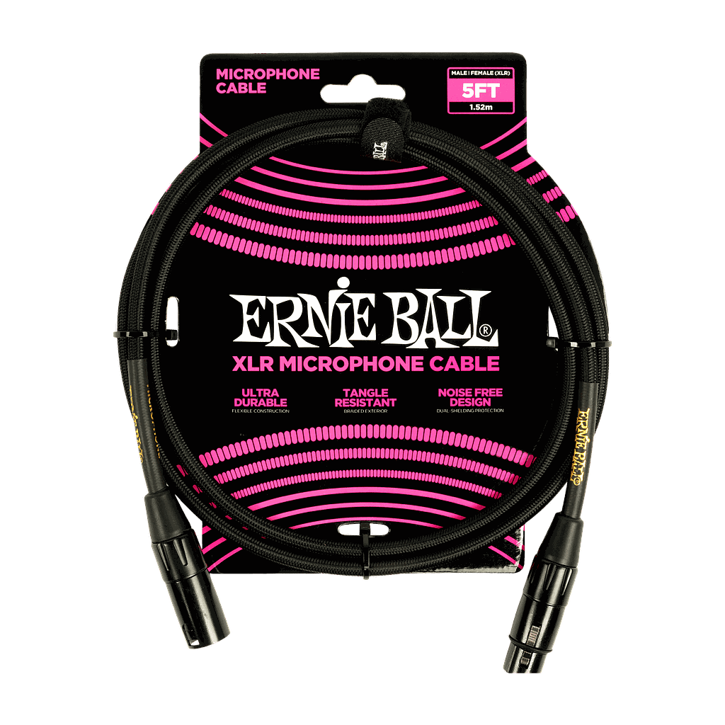 Ernie Ball - Cable Para Micrófono, Tamaño: 1.524 Mts., Color: Negro Mod.6390