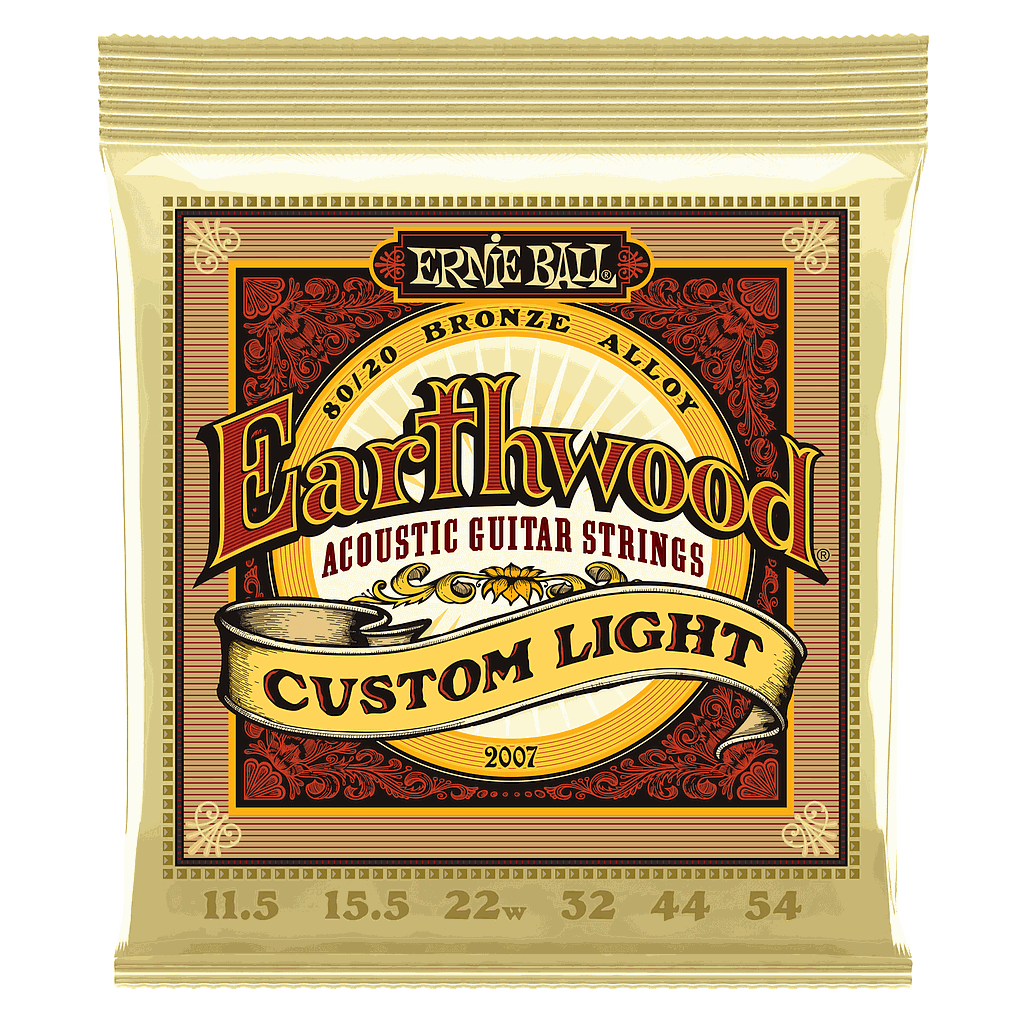 Ernie Ball - Encordado Earthwood Custom Light Para Guitarra Acústica, Bronce 0.0115-0.054 Mod.2007