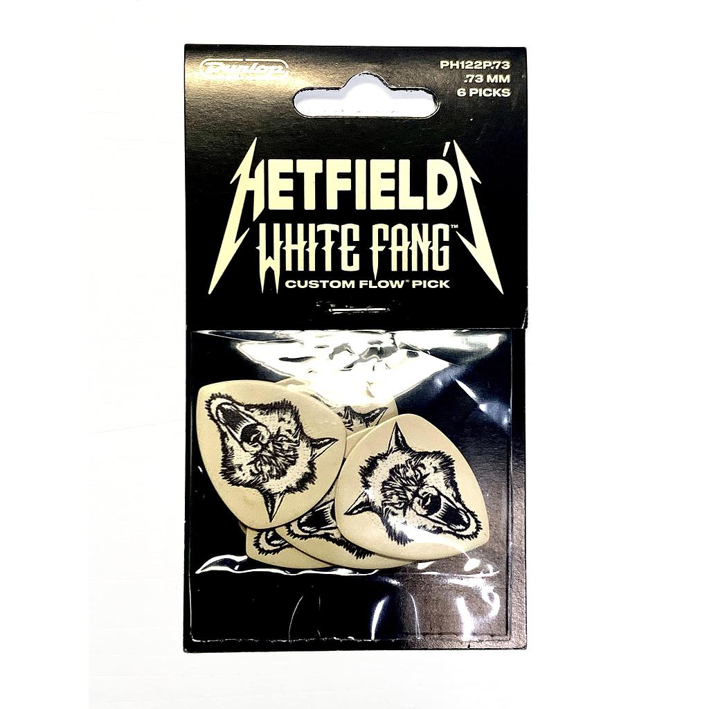 Dunlop - 6 Plumillas James Hetfield White Fang para Guitarra, Tamaño 1.00 mm Mod.PH122T100