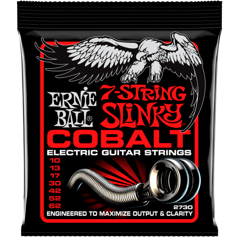 Ernie Ball - Encordado Slinky Cobalt para Guitarra Eléctrica de 7 Cuerdas, 10-62 Mod.2730