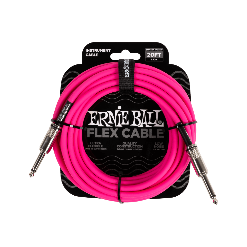 Ernie Ball - Cable de Audio 6.10 Mts., Rosa (Recto/Recto) Mod.6418