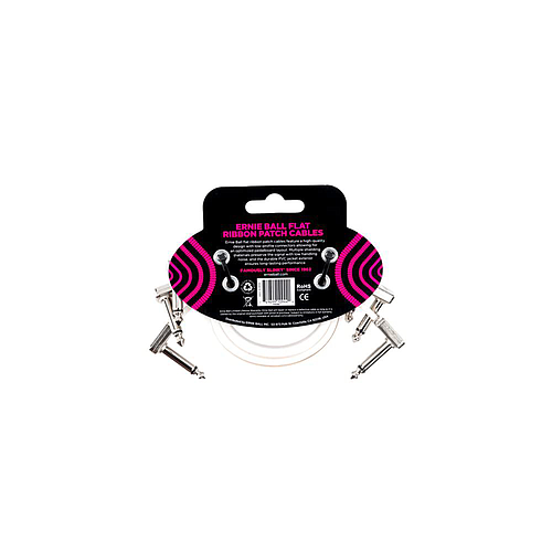 Ernie Ball - 3 Cables de Audio 30.48 cm, Blanco Angulado/Angulado Mod.6386_4