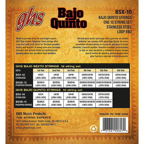 GHS - Encordado para Bajo Quinto, Calibres: .024 - .078 Mod.BSX-10_2