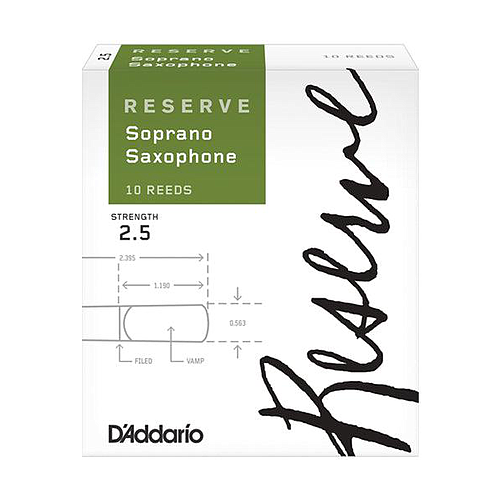 D'Addario - 10 Cañas Reserve para Saxofón Soprano, Medida: 2 1/2 Mod.DIR1025_15
