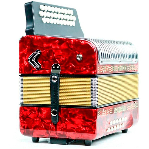 Hohner - Acordeon Corona II Diatónico Sol-Do-Fa, Color: Rojo con Mochila Mod.A5623_32