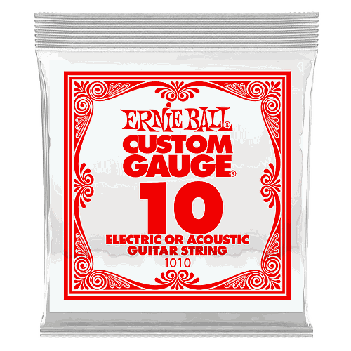 Ernie Ball - Cuerdas Custom para Guitarra Eléctrica, 6 Piezas Acero .010 Mod.1010