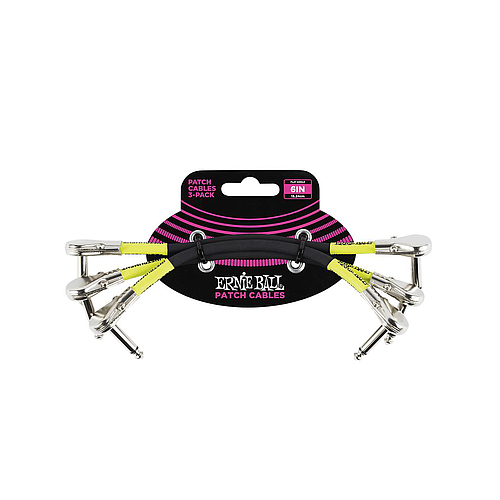 Ernie Ball - 3 Cables en L de 0.15 mts., Color: Negro Angulado/Angulado Mod.6059