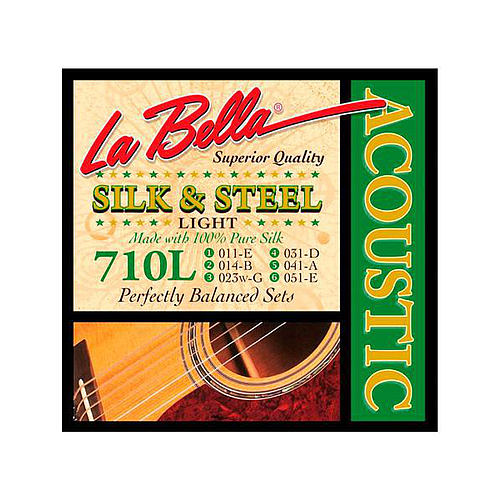 La Bella - Encordado para Guitarra Acústica, Light Mod.710L