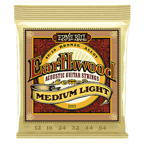 Ernie Ball - Encordado Earthwood Medium Light 80/20 para Guitarra Acústica, Calibre: 12-54 Mod.2003