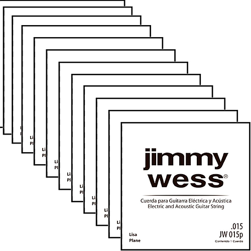 Jimmy Wess - 12 Cuerdas 2A para Guitarra Acústica ó Eléctrica, Material: Acero Calibre: .015 Mod.JW-015P(12)