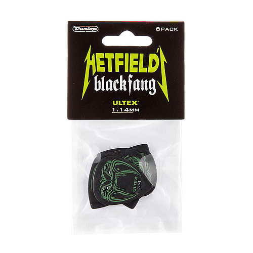 Dunlop - 6 Plumillas James Hetfield Black Fang Custom para Guitarra, Tamaño: 1.14mm Mod.PH112P114
