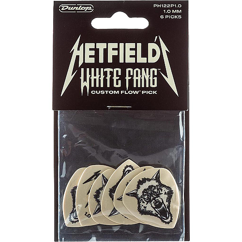 Dunlop - 6 Plumillas James Hetfield White Fang para Guitarra, Tamañi: 1.00 mm Mod.PH122P100