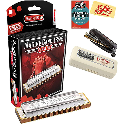 Hohner - Armonica Sol-Mayor ''Marine Band'', 1896 Plateada Diatonica Mod.M1896086X